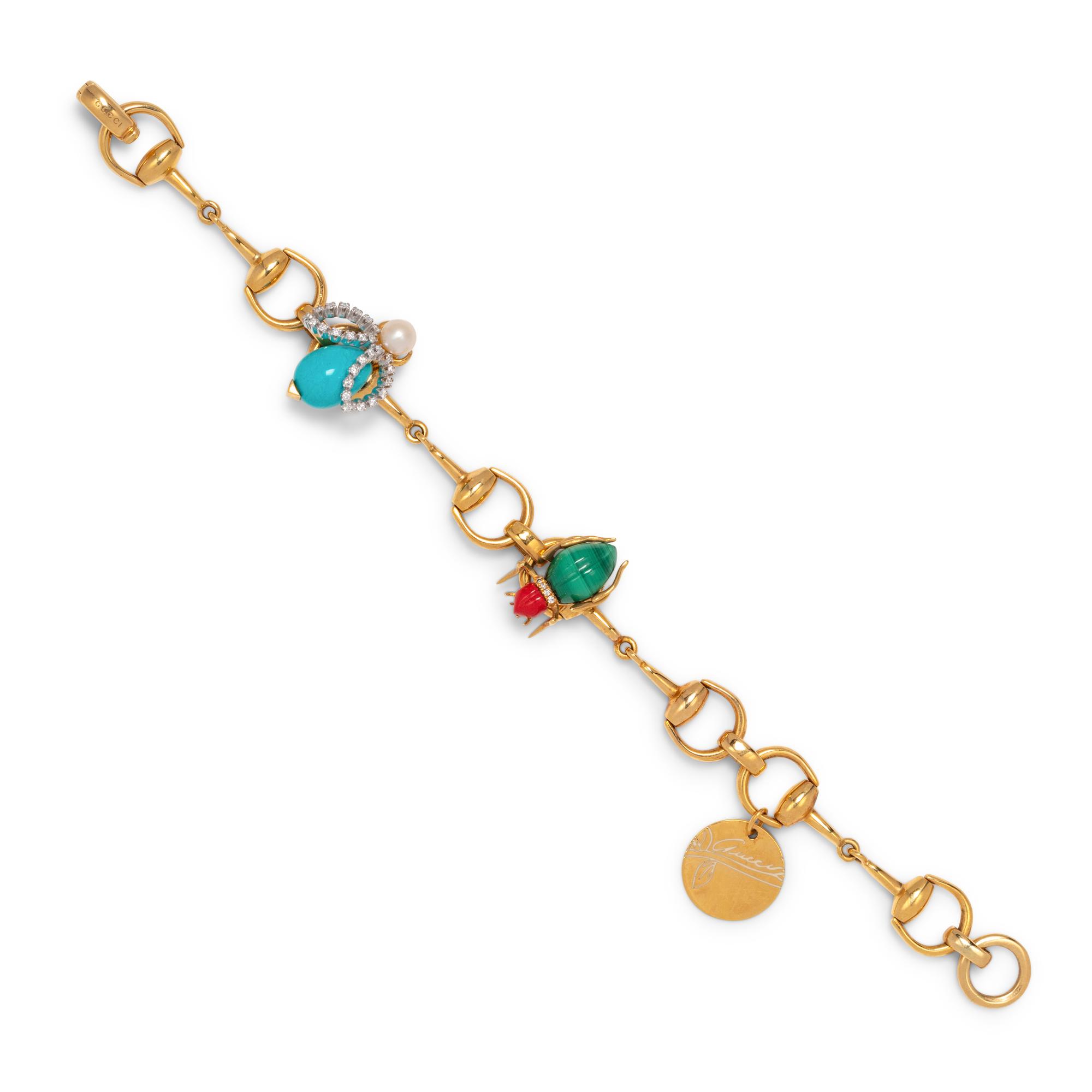 GUCCI, YELLOW GOLD, DIAMOND AND MULTIGEM BRACELET
