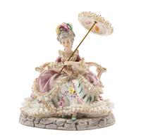An Italian Painted Bisque Figure of a Seated Lady