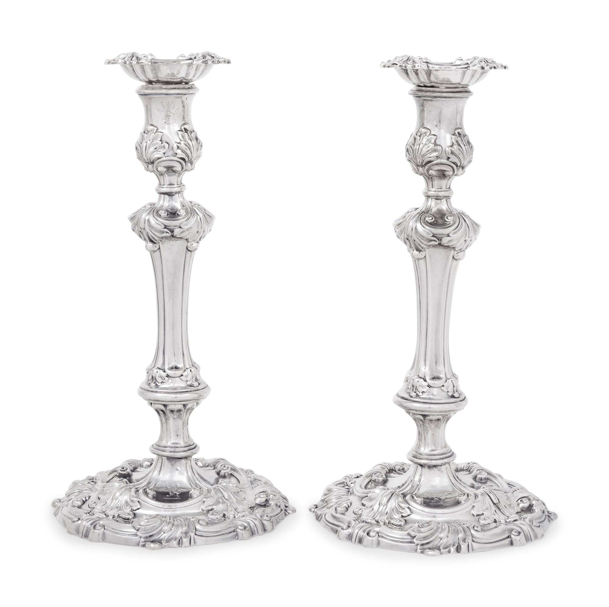 A Pair of George IV Silver Candlesticks