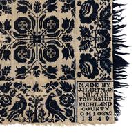 Two Jacquard Woven Cotton and Wool Coverlets