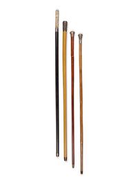 Four Metal-Mounted System Walking Sticks