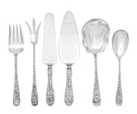 A Collection of American Silver Serving Articles, The Stieff Company, Baltimore, MD, Repousse pattern, comprising: 3 cake servers 3 pic