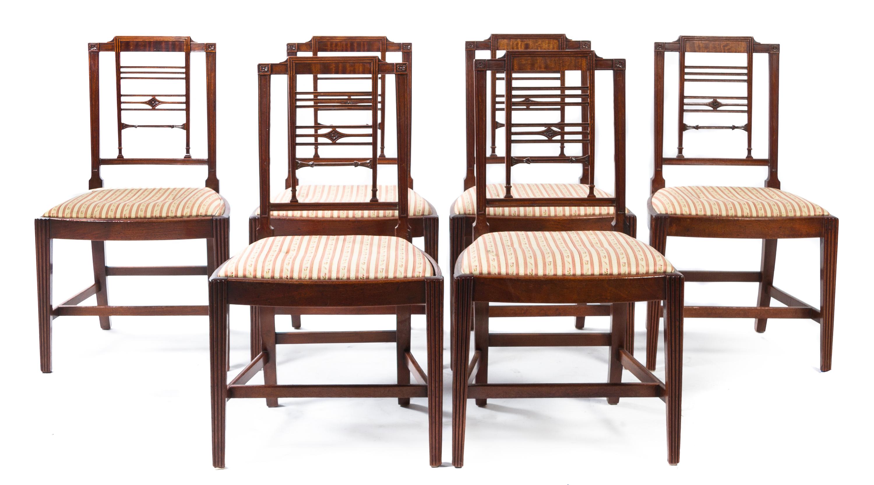 A Set of Six George III Mahogany Dining Chairs Height 35 1/2 inches. — FIRST HALF 19TH CENTURY