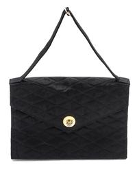 A Chanel Black Satin Quilted Evening Bag, 8 1/2 x 6 x 1 inches.