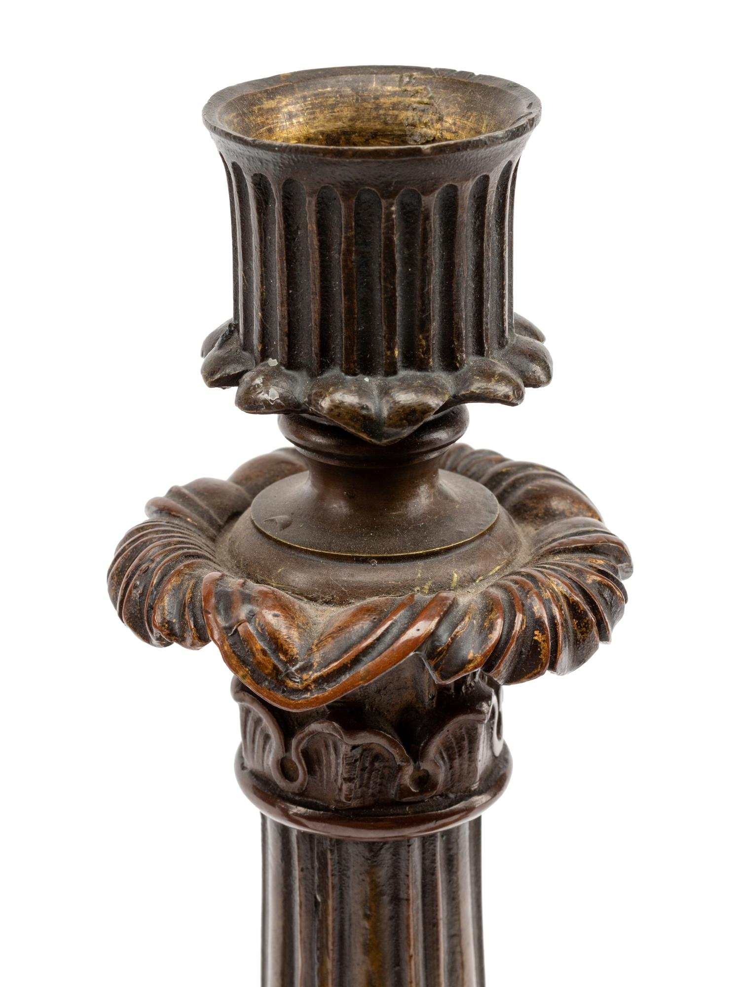 Two Pairs of Continental Bronze Candlesticks