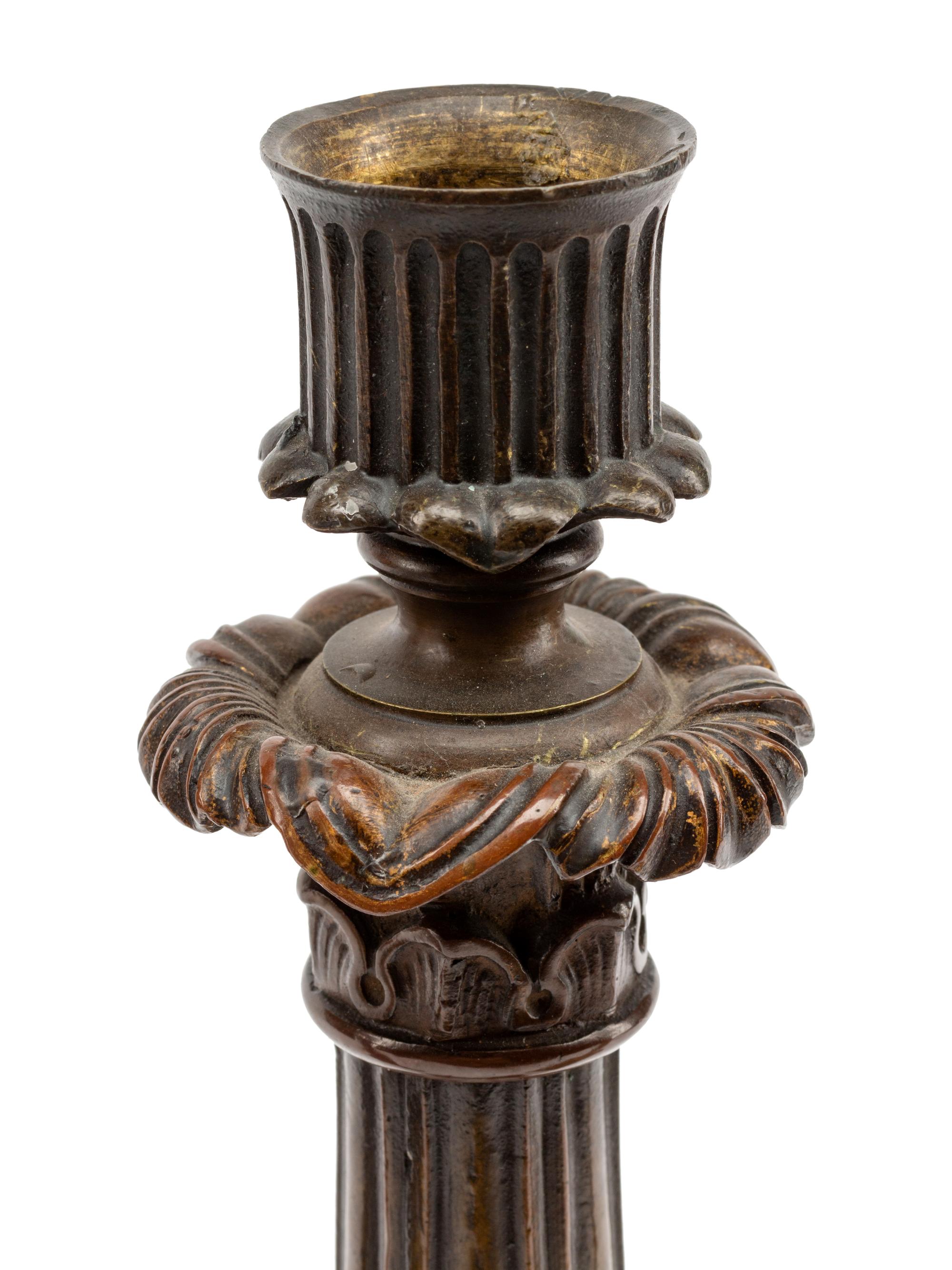 Two Pairs of Continental Bronze Candlesticks