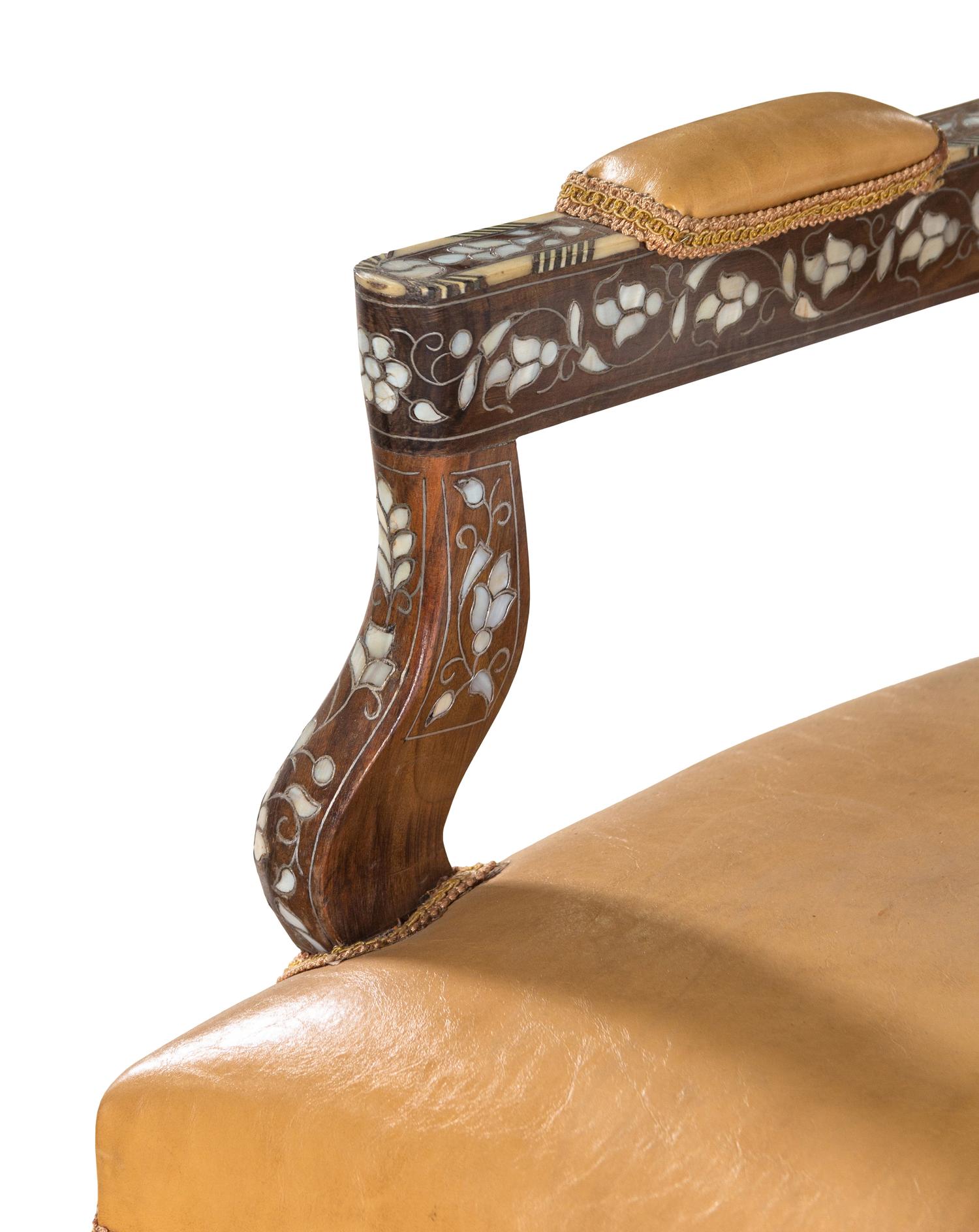 A Syrian Mother of Pearl Inlaid Armchair