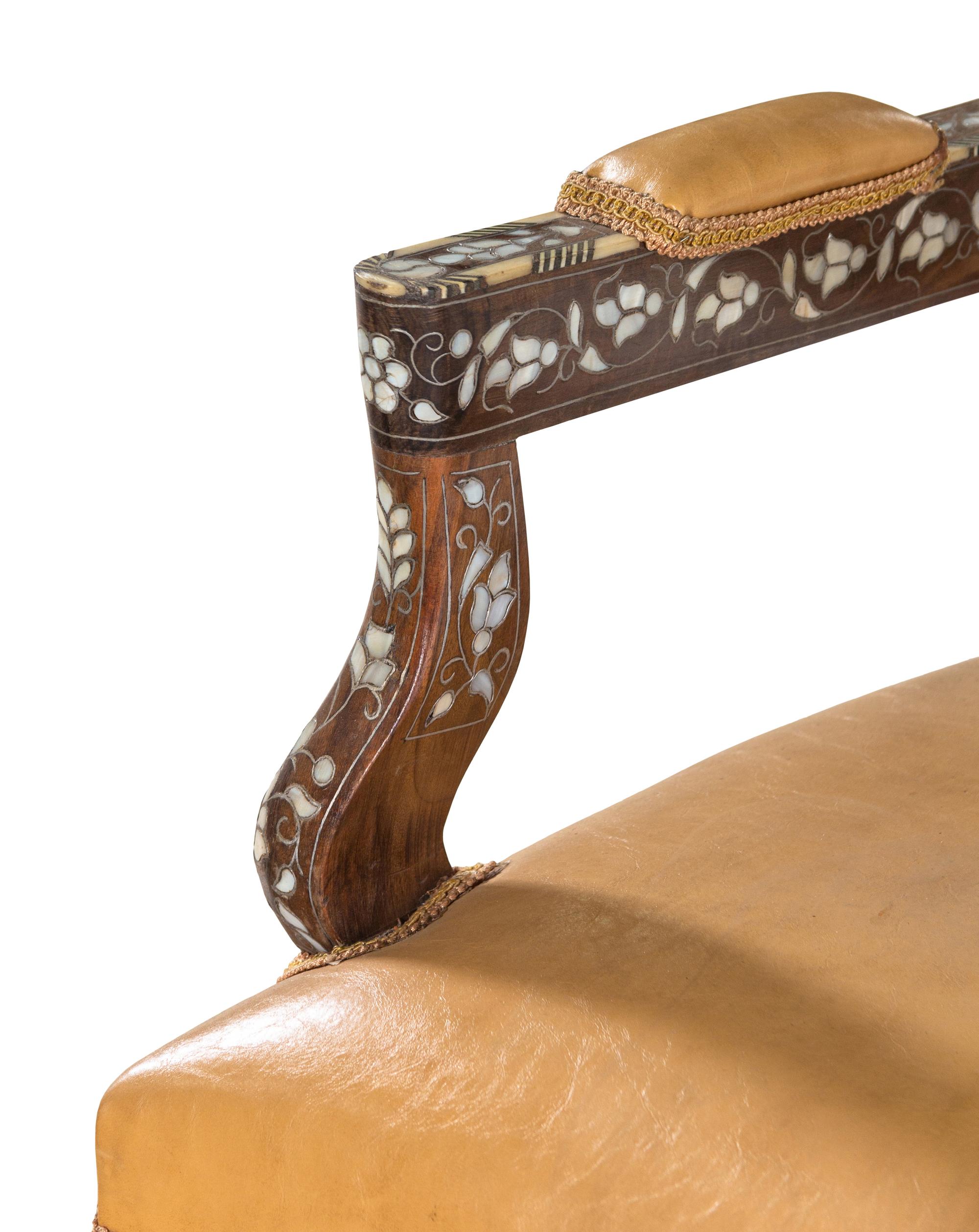 A Syrian Mother of Pearl Inlaid Armchair