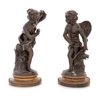 A Pair of Bronze Figures of Cupid and Psyche