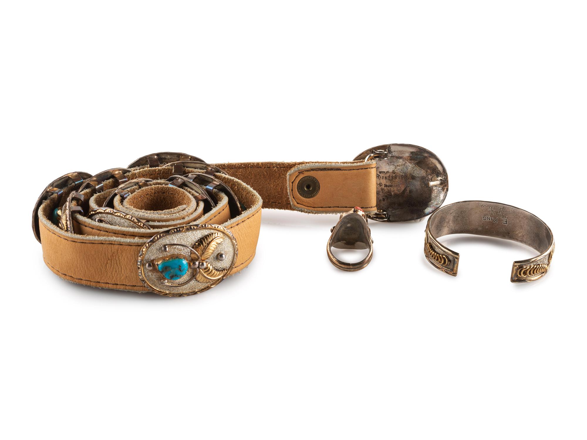 Navajo Sterling Silver Jewelry, with Gold Overlay
