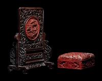 Two Chinese Cinnabar Lacquer Articles