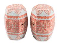A Pair of Chinese Porcelain Hexagonal Garden Seats