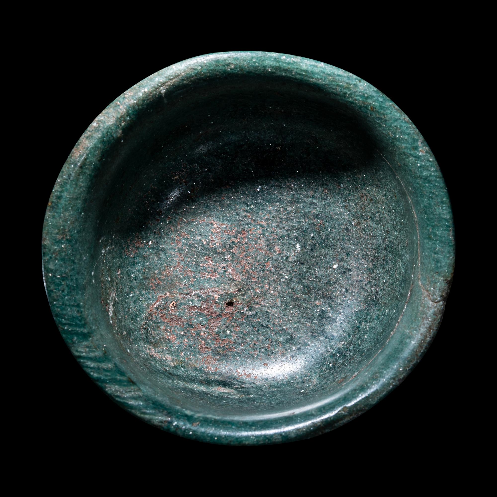 A Maya Green Fuchsite Bowl with Intricate Figures