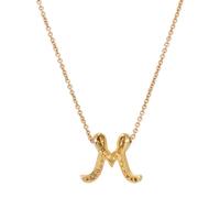YELLOW GOLD AND DIAMOND 'M' NECKLACE