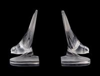 A Pair of Lalique Frosted Glass Book Ends
