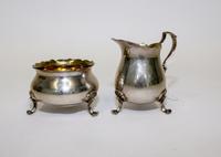 A Silver Creamer and Sugar Set Height of taller 3 inches. — POOLE, 20TH CENTURY