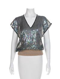 Gucci Iridescent Sequin Top, 1970-80s Size label: 42