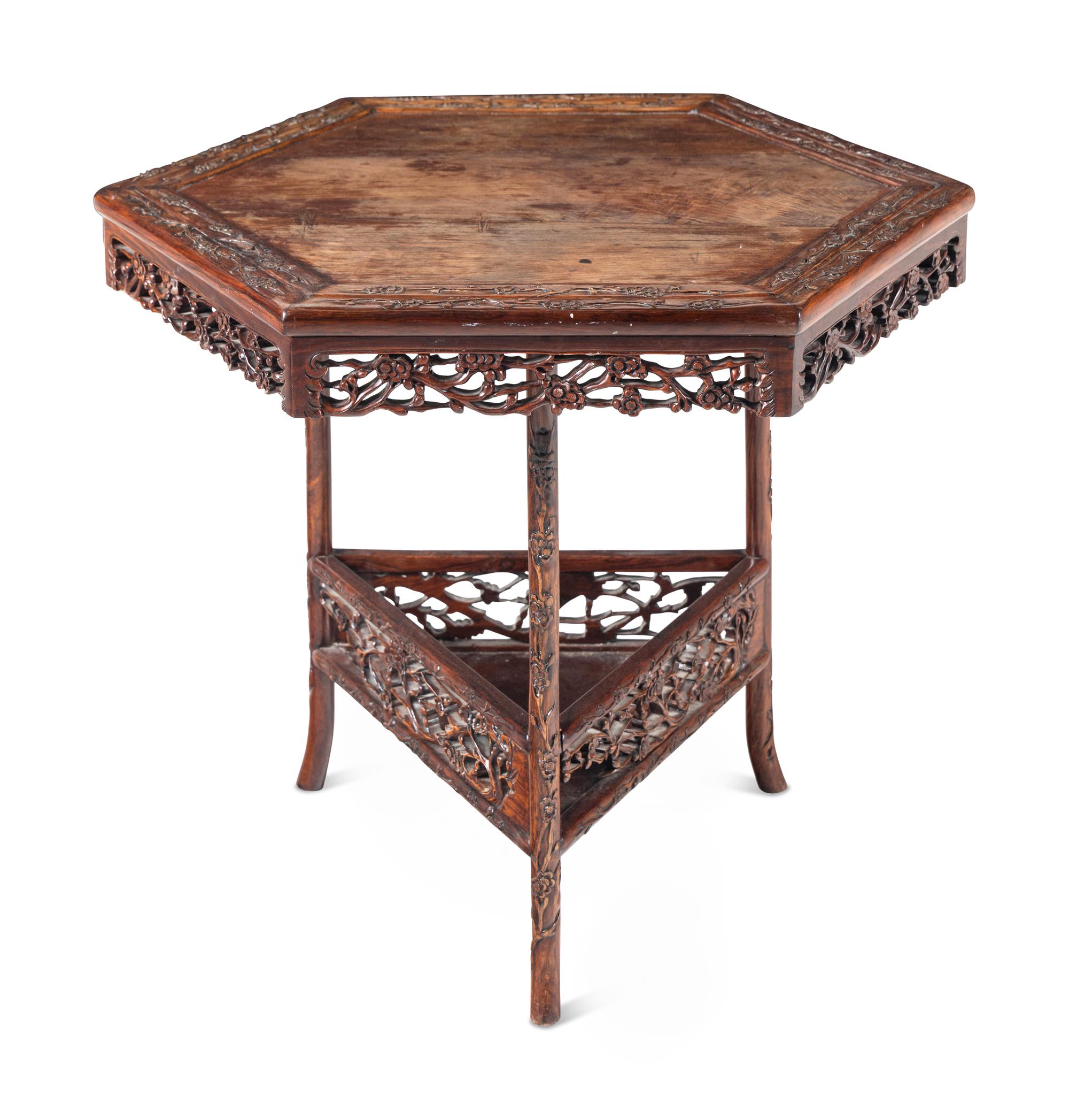 A Chinese Huanghuali and Hardwood Hexagonal Table