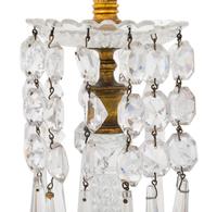 Two Cut Glass and Gilt Metal Candlesticks
