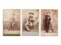 [WESTERN AMERICANA]. 6 cabinet photographs of cowboys and subjects in western attire, some armed