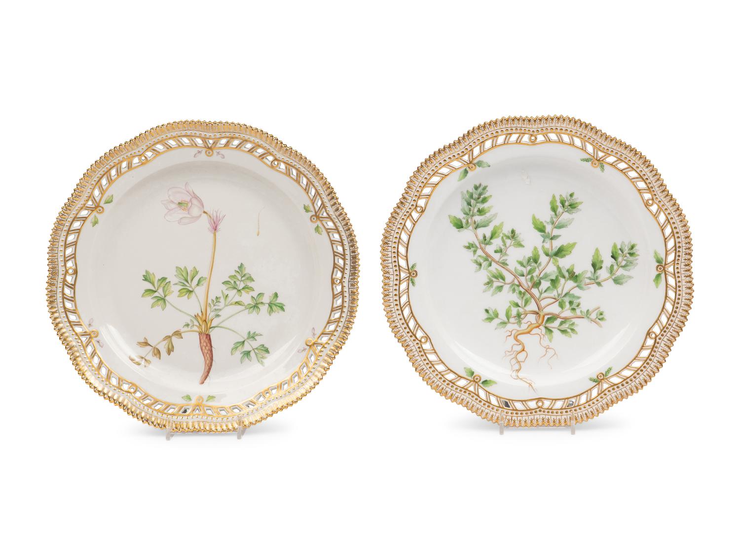 Three Royal Copenhagen Flora Danica Porcelain Reticulated Platters
