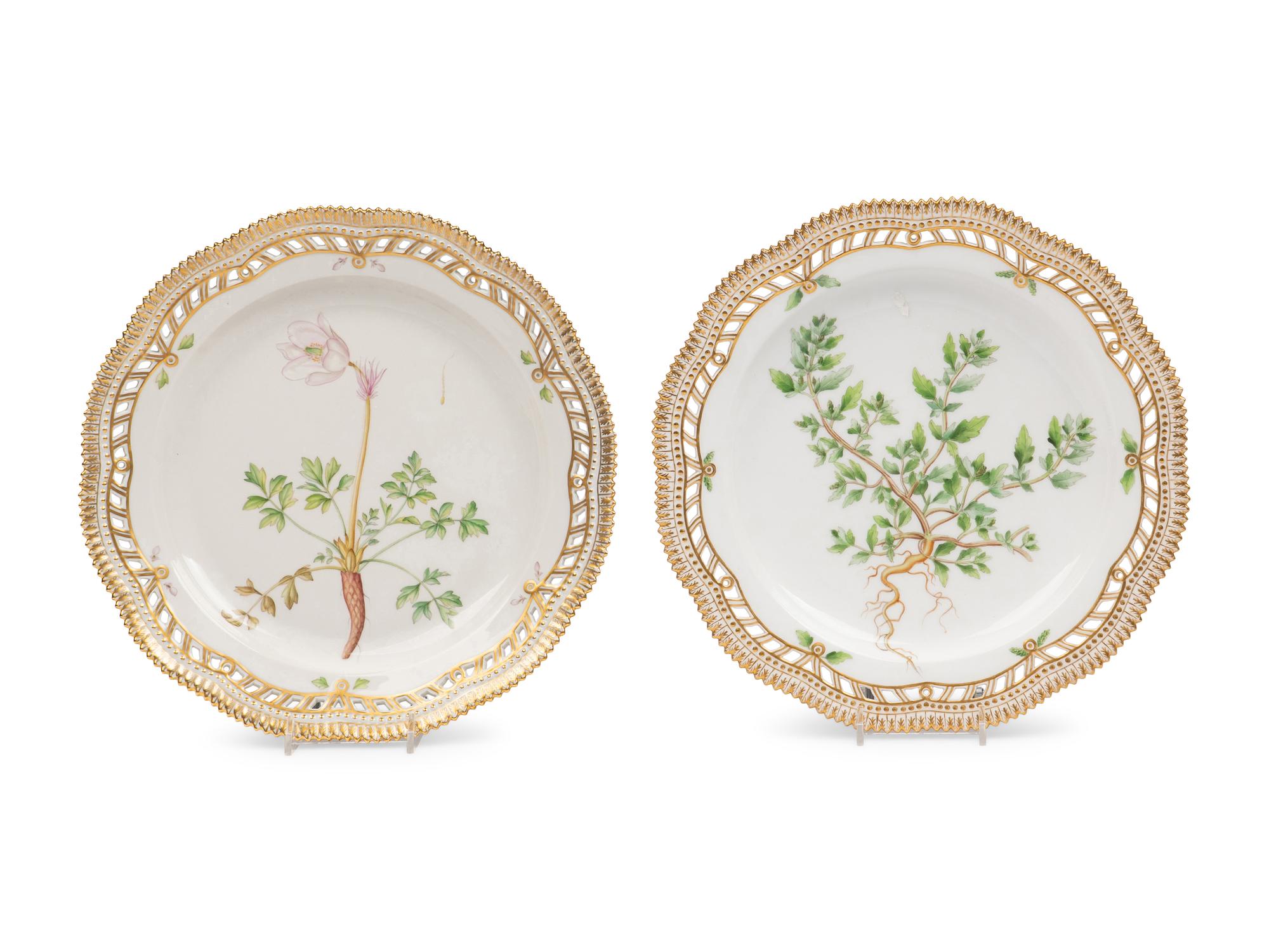 Three Royal Copenhagen Flora Danica Porcelain Reticulated Platters