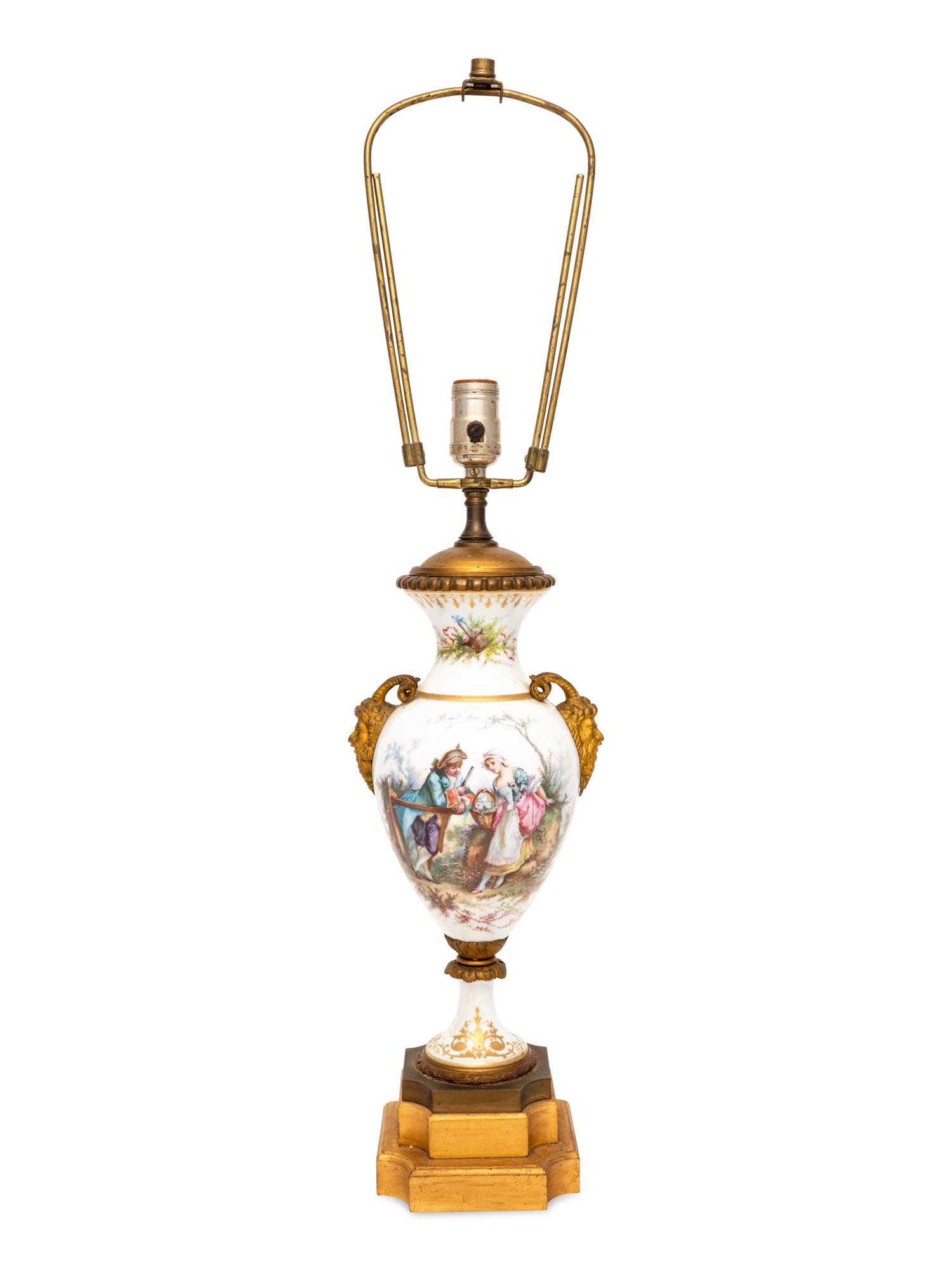 A Gilt Bronze Mounted Sèvres Style Porcelain Vase Mounted as a Lamp