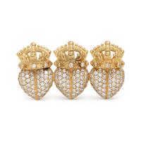 YELLOW GOLD AND DIAMOND TRIPLE CROWNED HEART BROOCH