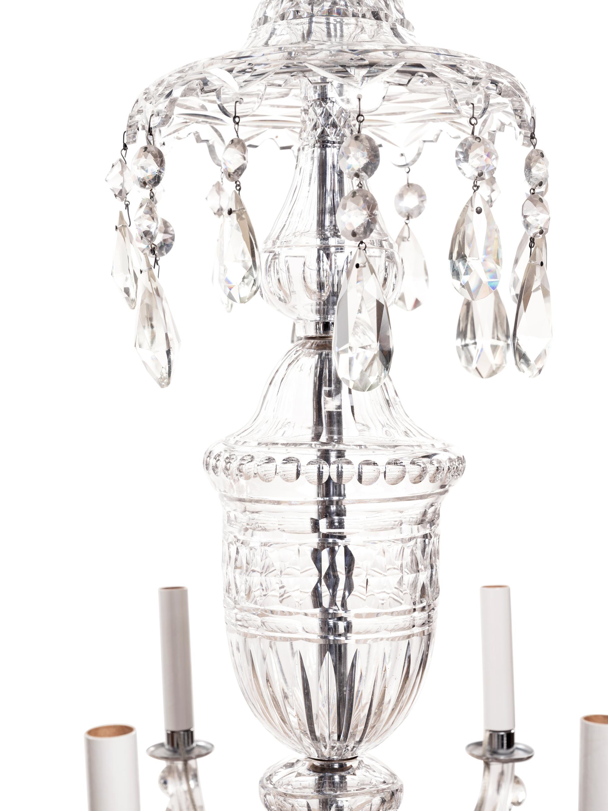 An Irish George III Style Cut Glass Twelve-Light Chandelier