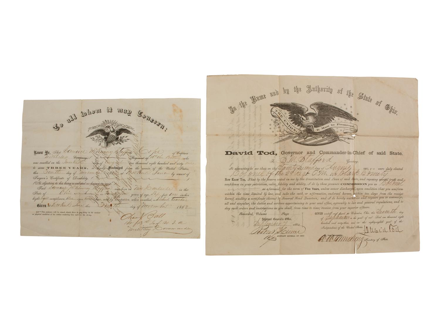 [CIVIL WAR]. Corporal Samuel McKinney Stafford (1837-1922), 16th Ohio Battery, archive including war-date diary and letters.