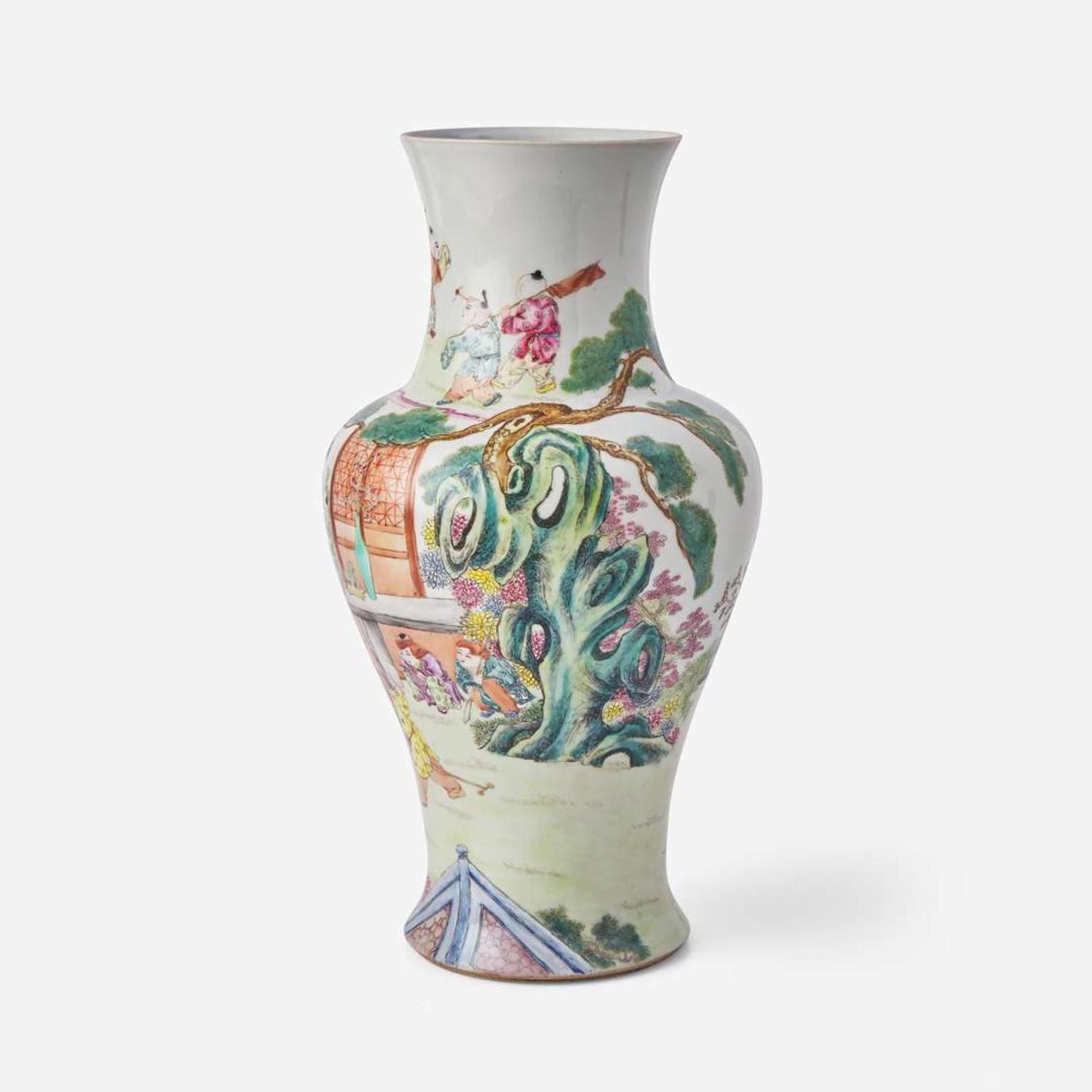 A Chinese famille rose-decorated baluster vase 粉彩棒槌瓶 Possibly Republic period ?????