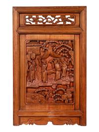 A Pair of Chinese Carved Softwood Panels