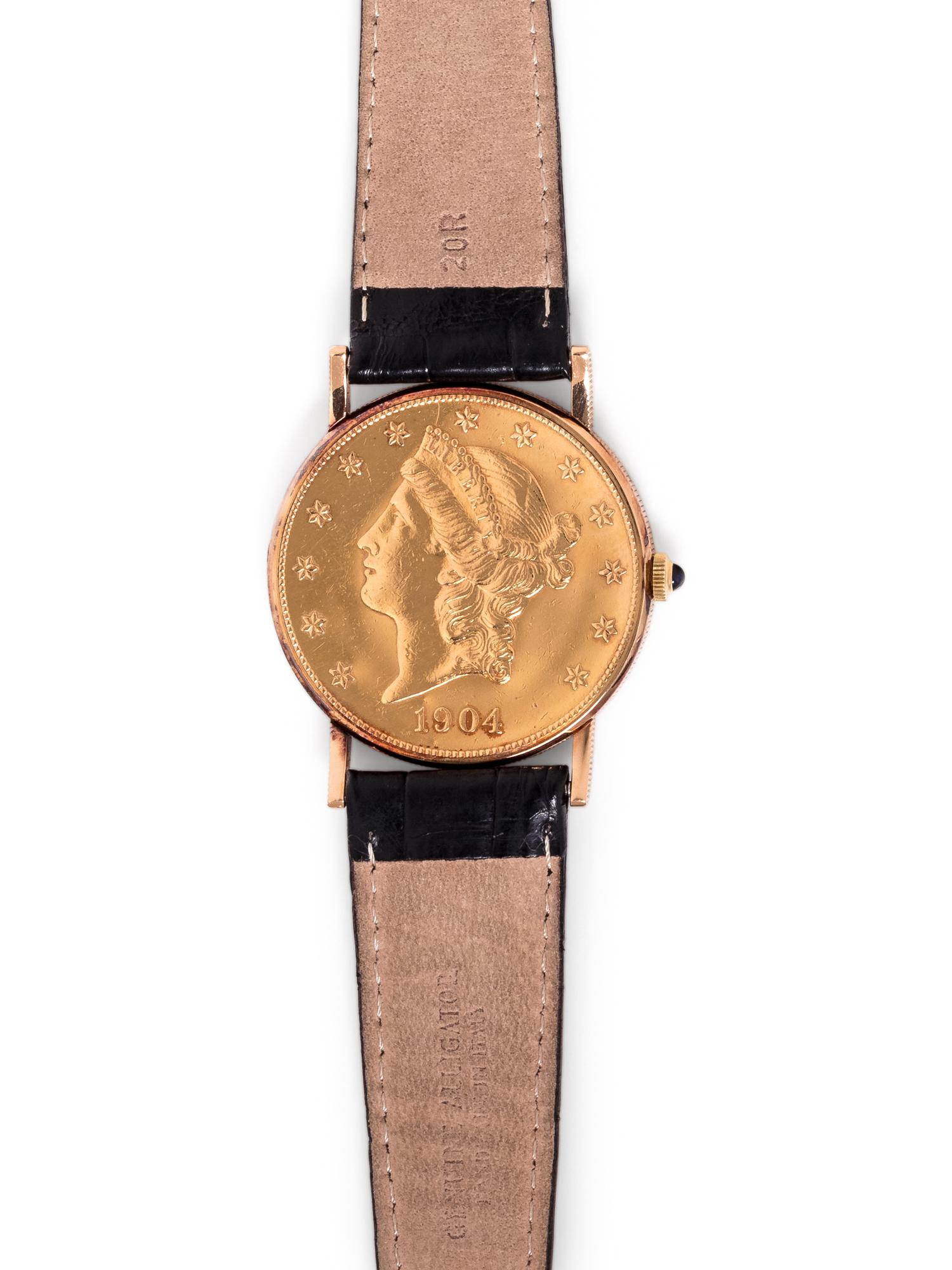 CORUM, 18K YELLOW GOLD US $20 COIN WRISTWATCH