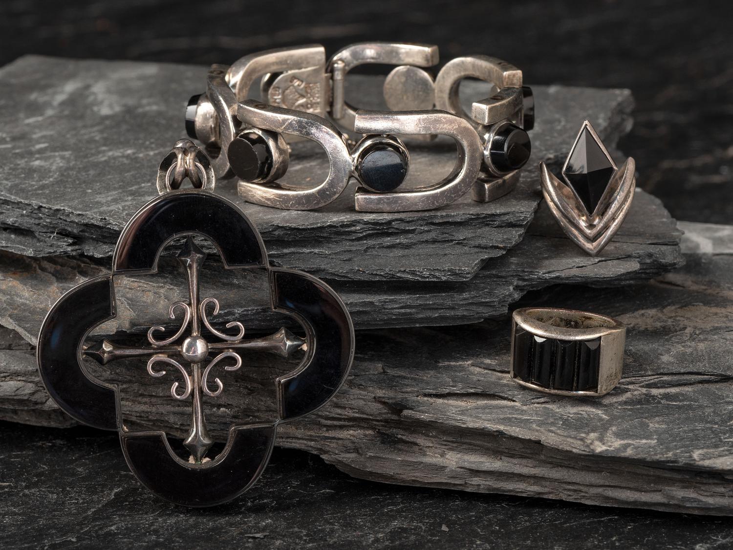 Taxco Silver and Onyx Jewelry