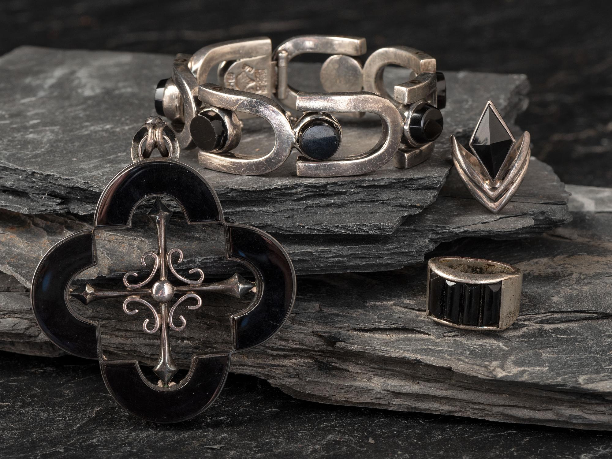 Taxco Silver and Onyx Jewelry