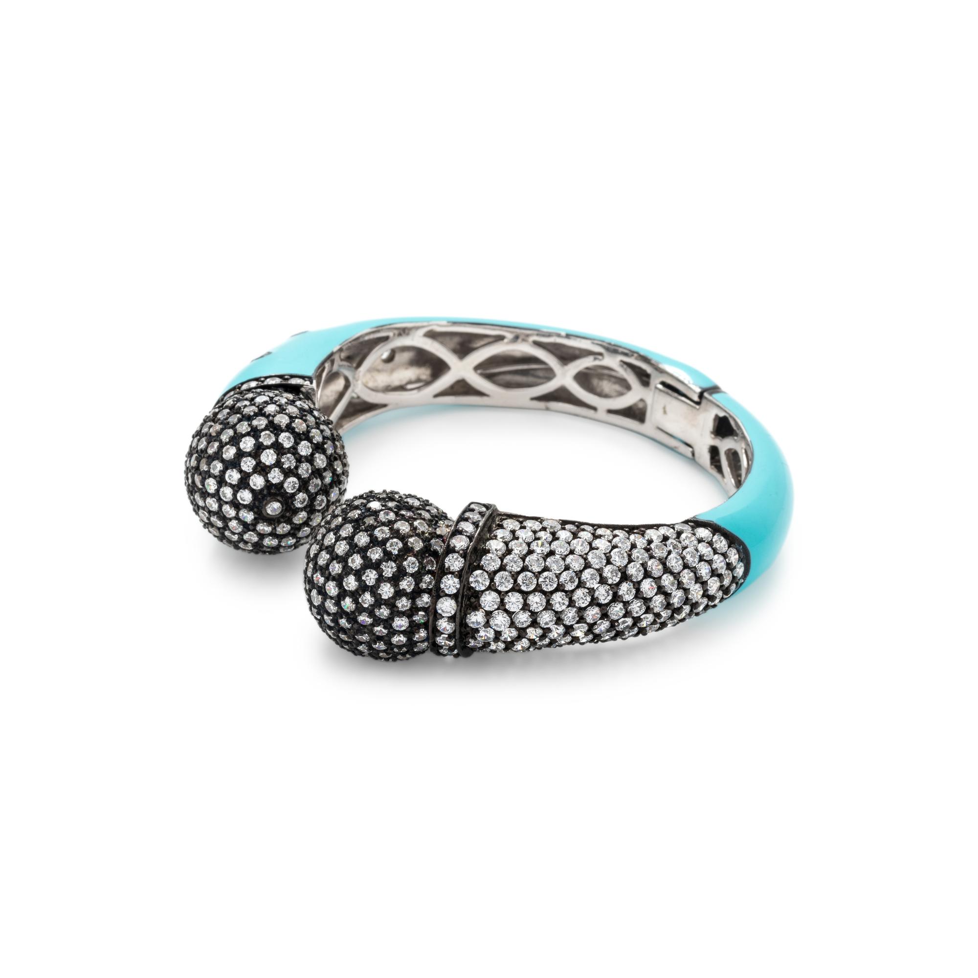 DIAMOND SIMULANT AND ENAMEL CUFF BRACELET