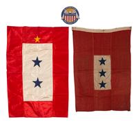 [WORLD WAR I & II - FLAGS & PATRIOTIC TEXTILES]. A group of patriotic textiles and accoutrements, including: