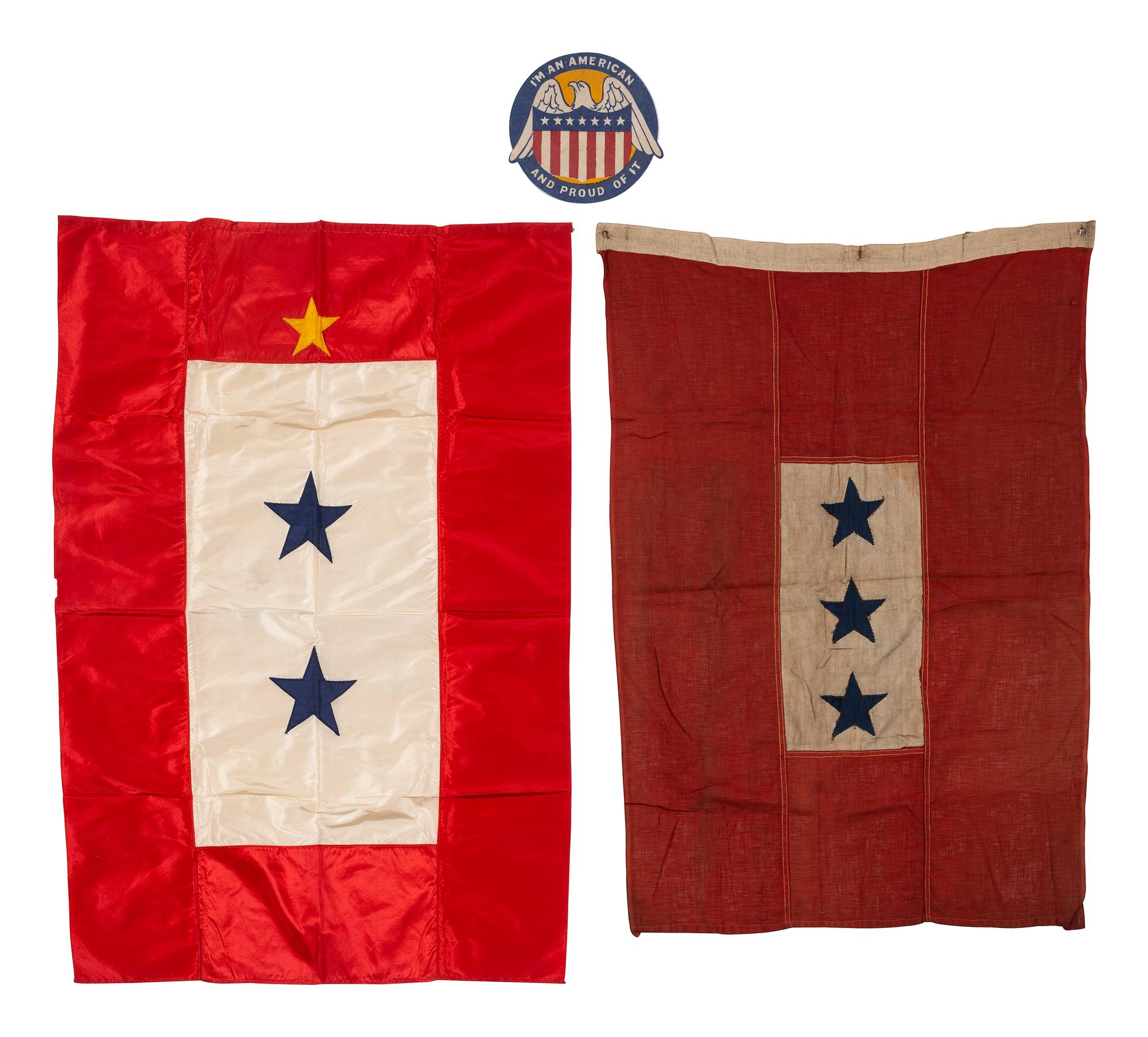 [WORLD WAR I & II - FLAGS & PATRIOTIC TEXTILES]. A group of patriotic textiles and accoutrements, including: