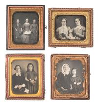 [EARLY PHOTOGRAPHY]. 10 sixth plate daguerreotypes featuring groups of people posed with books and cased images.