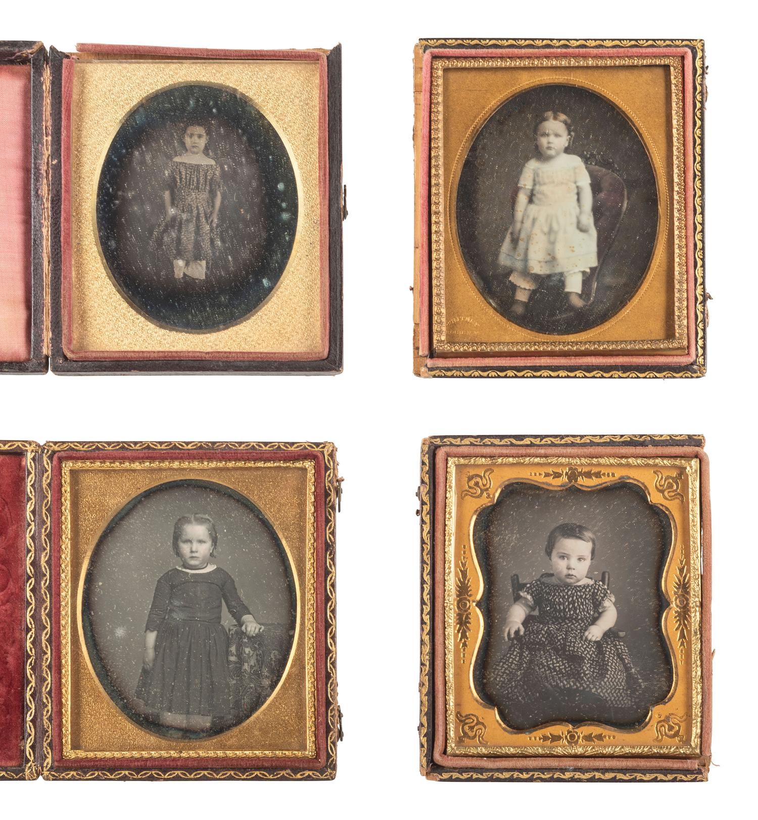 [EARLY PHOTOGRAPHY]. 30 daguerreotypes of children in sixth plate cases.
