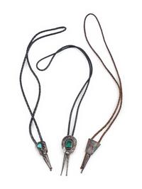 Southwestern-style Silver Bolo Ties, with Inlay