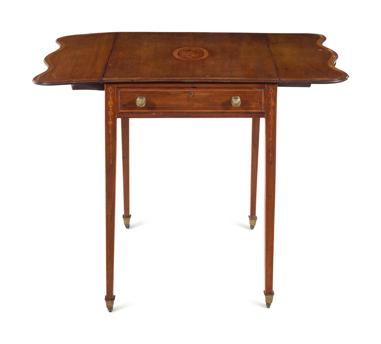 A Regency Mahogany and Marquetry Pembroke Table