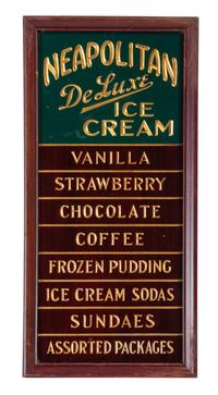 A Painted and Parcel Gilt Neapolitan DeLuxe Ice Cream Menu Sign