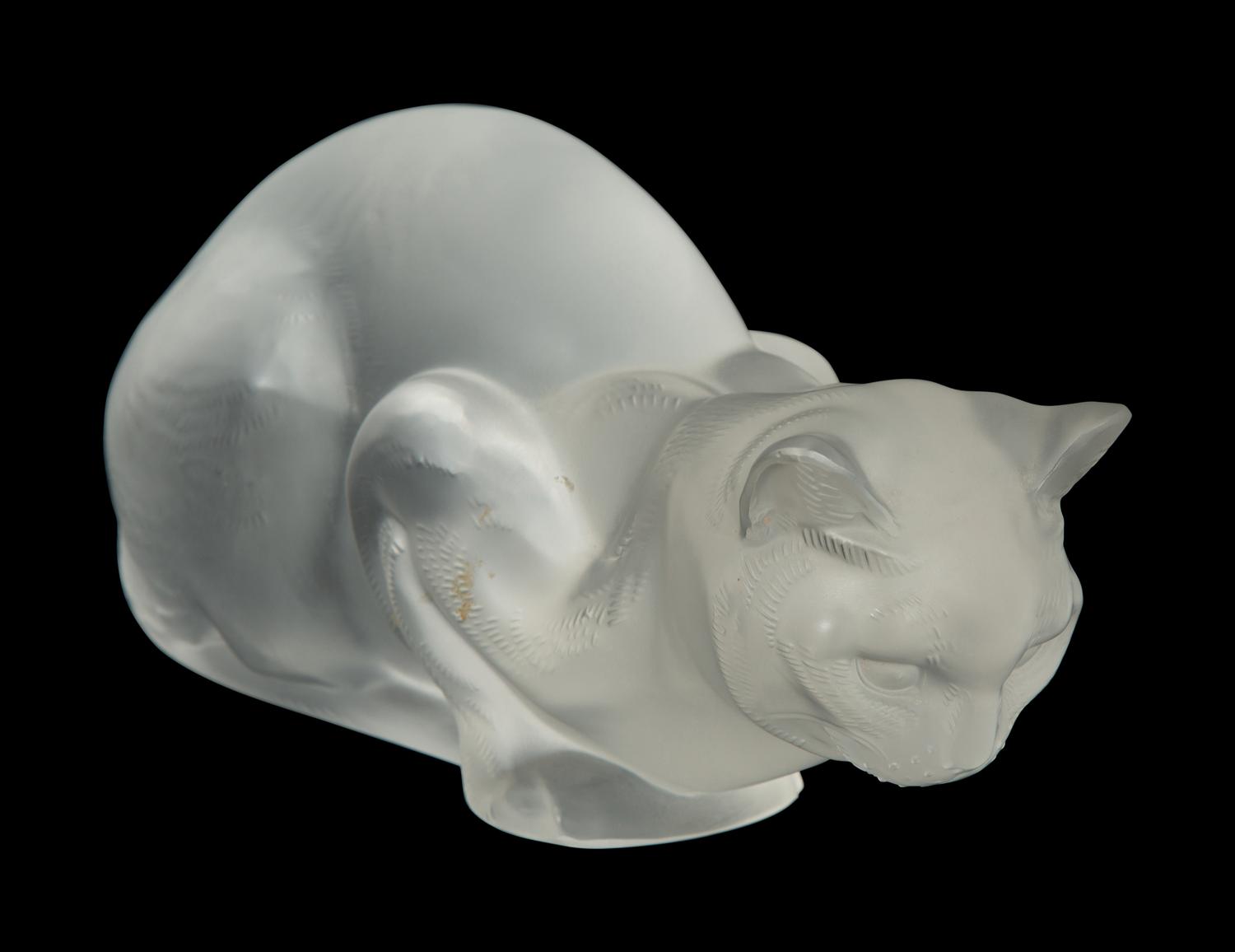 Three French Glass Cat Sculptures