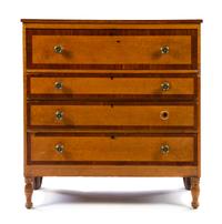An American Birdseye Maple Chest of Drawers Height 47 x width 44 1/2 x depth 19 3/4 inches. — 19TH CENTURY