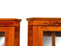 A Pair of Biedermeier Bird's Eye Maple and Walnut Corner Cabinets — Mid-19th Century