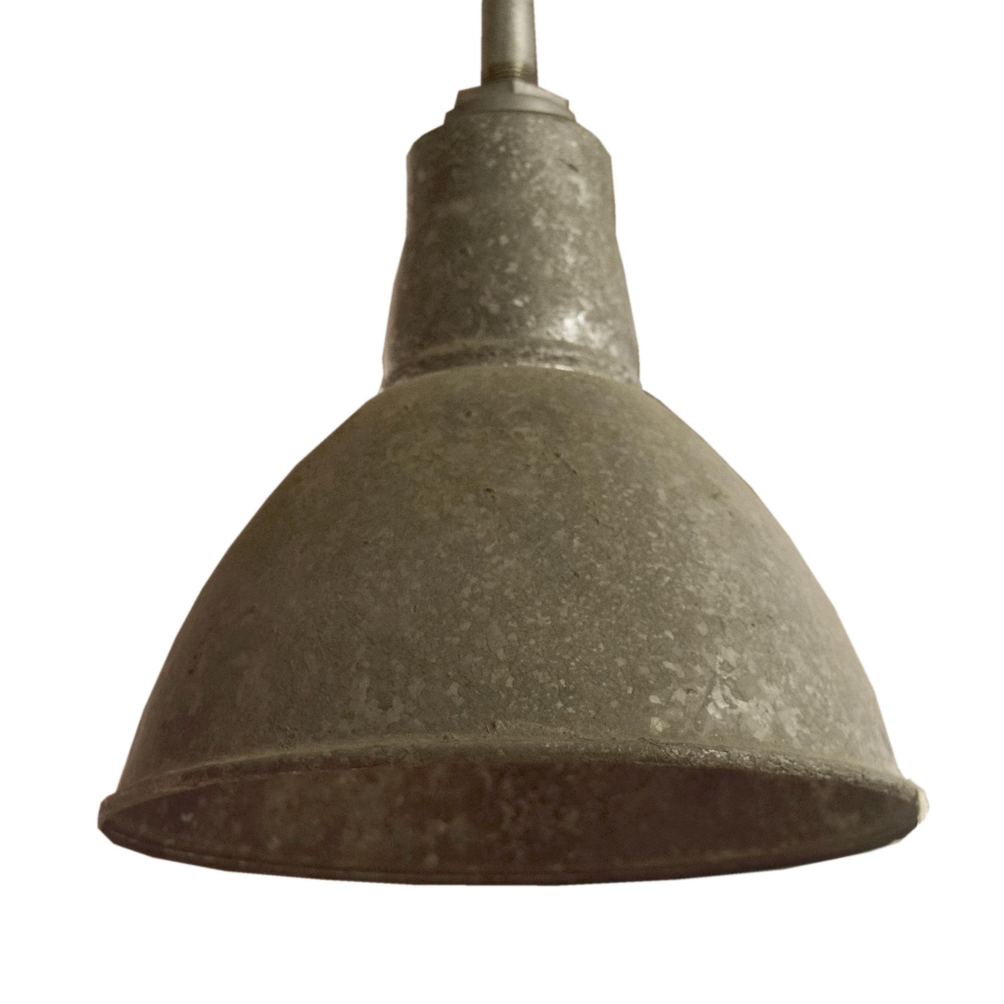 A Galvanized Steel Industrial Light Fixture 11" W x 11" D x 35 — United States, Circa 1950