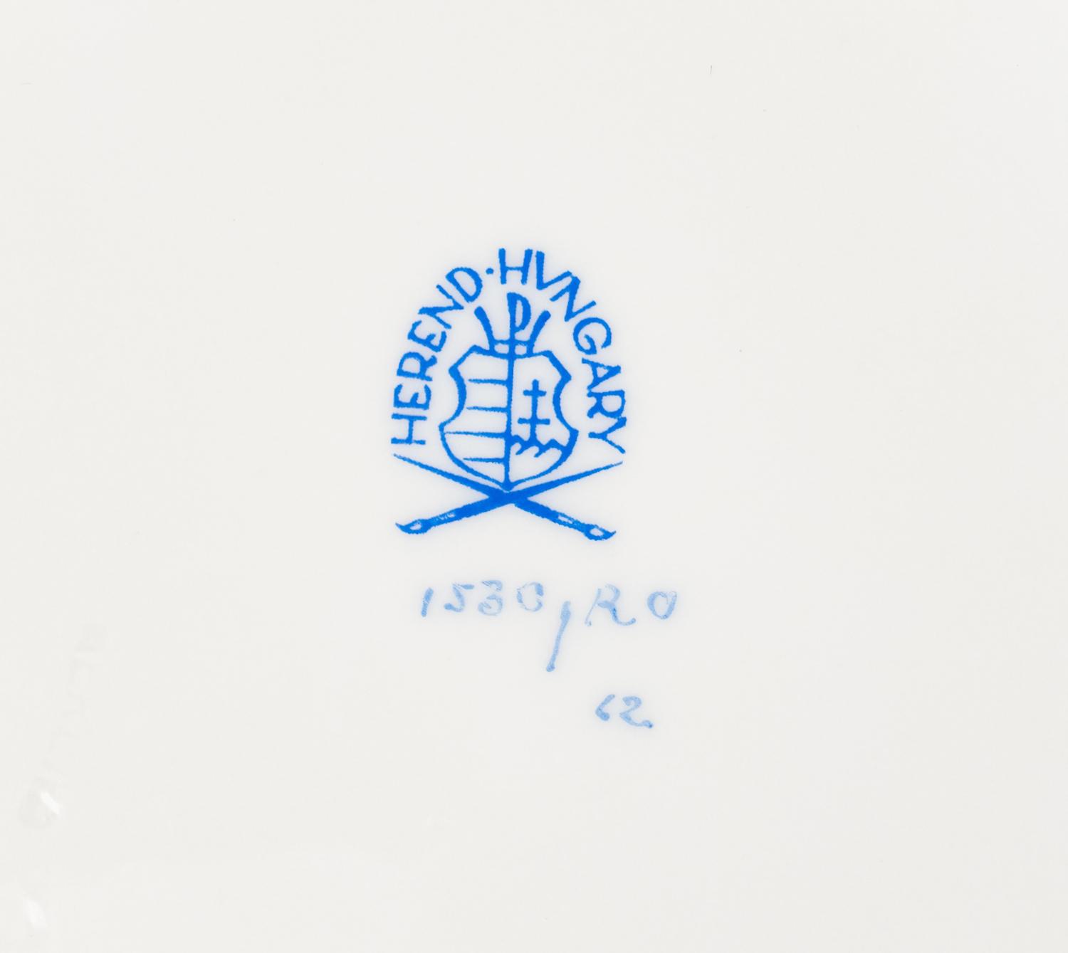 A Set of Eight Herend Rothschild Bird Crescent-Form Side Plates