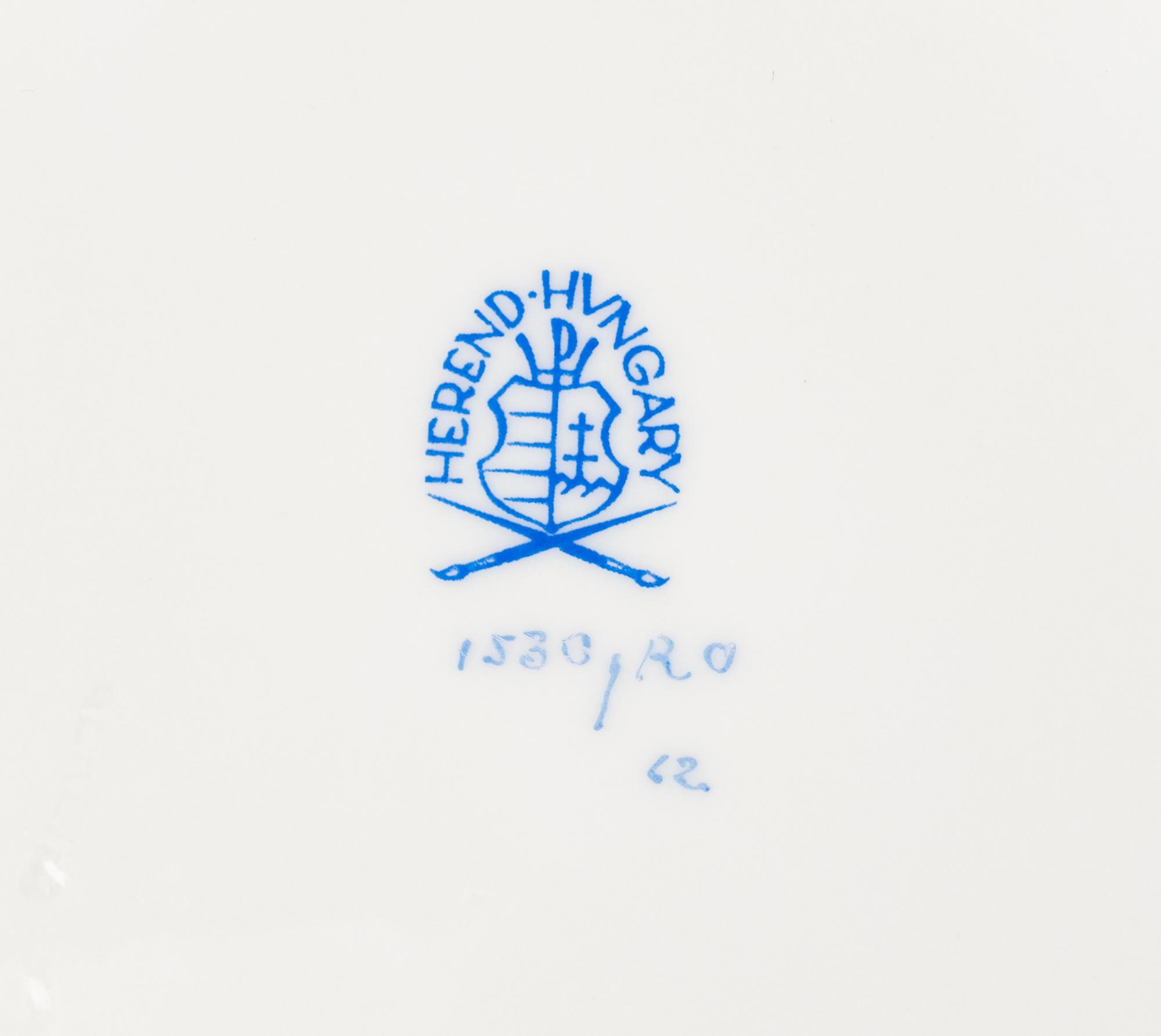 A Set of Eight Herend Rothschild Bird Crescent-Form Side Plates