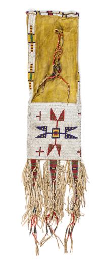 A Sioux Beaded Tobacco Bag Length 19 inches to bottom of bag, 30 inches overall. — CIRCA 1890